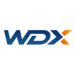 Logo firmy WDX w niebiesko-pomarańczowych barwach